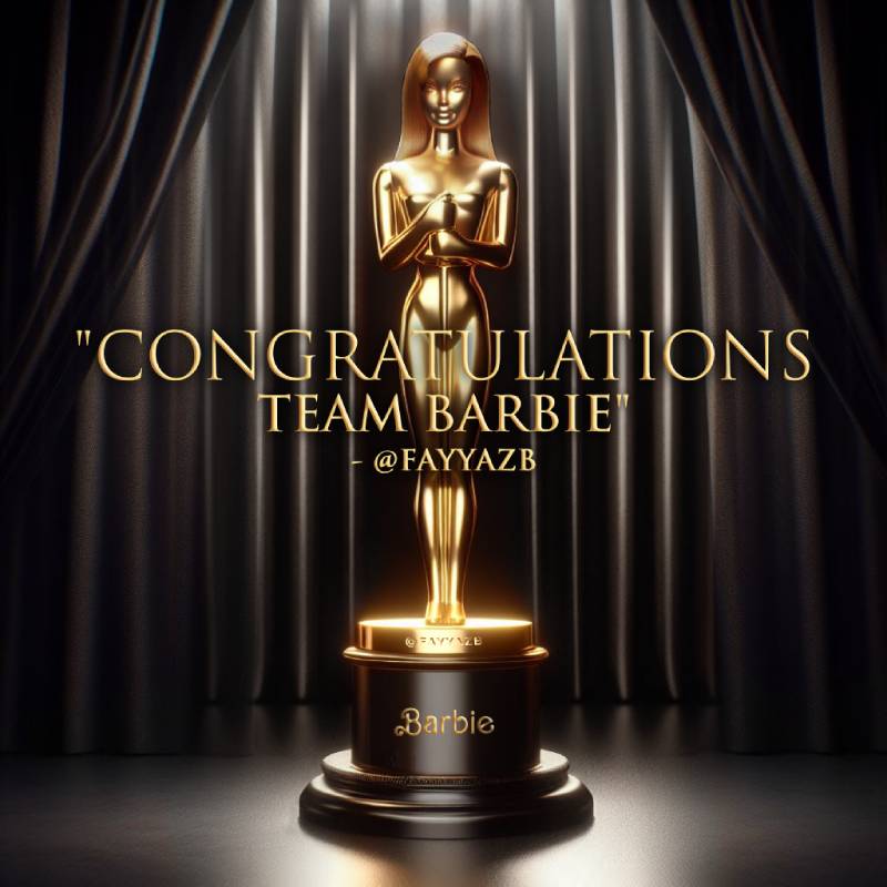 fayyazb's tweet photo. Congratulations @billieeilish on being youngest Two-time @TheAcademy Award winner!... and Team Barbie for the BEST ORIGINAL SONG for #Barbie, along with @FinneasOConnell 

#Oscars #AcademyAward #BillieEilish 
#FinneasOConnell @Mattel #MattelFilms #AtlanticRecords #OscarsDesign https://t.co/Gt5YLxEyX9