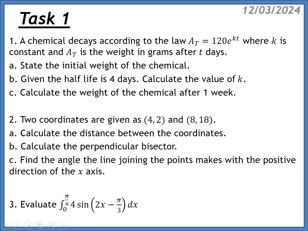 Today's #Task1 for #HigherMaths