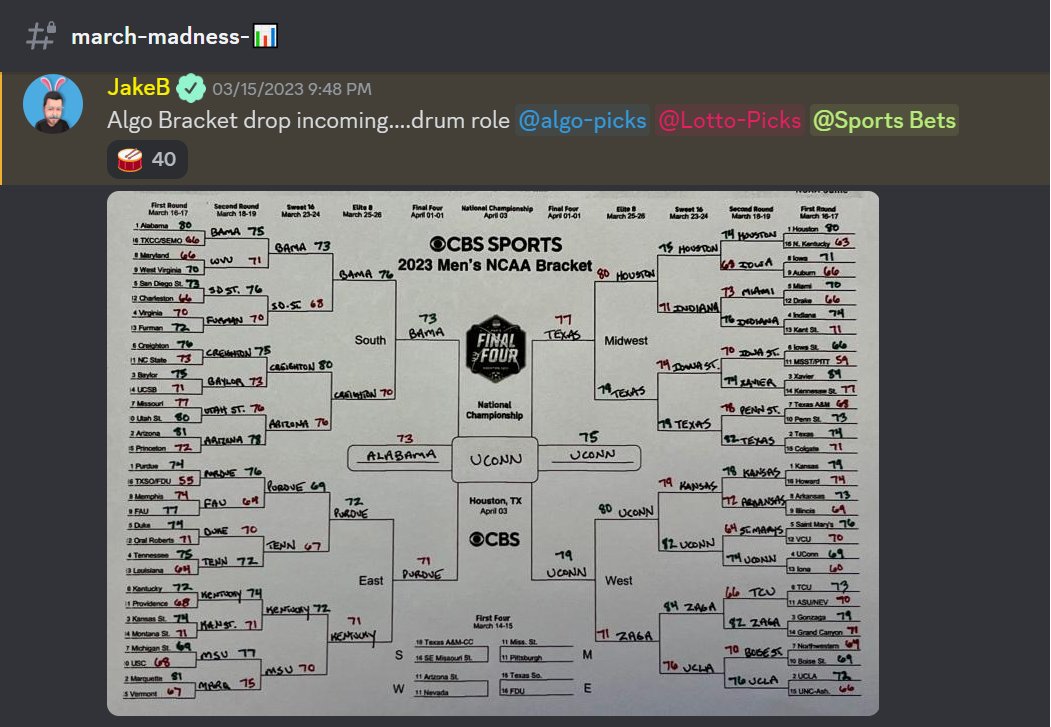 FNFcommunity_'s tweet photo. MARCH MADNESS.

We set a CRAZY high bar in our 1st March Madness algo bracket (members dominated their brackets)🔥

Can we beat it!?!

#MarchMadness https://t.co/3SlqNr4EVr
