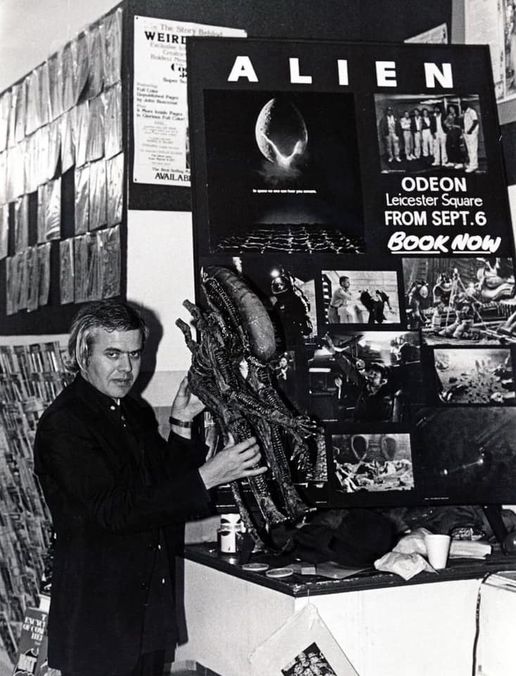 H.R Giger poses at a book signing at Forbidden Planet in London in 1979. #HRGiger #Alien #Xenomorph #XenomorphXX121