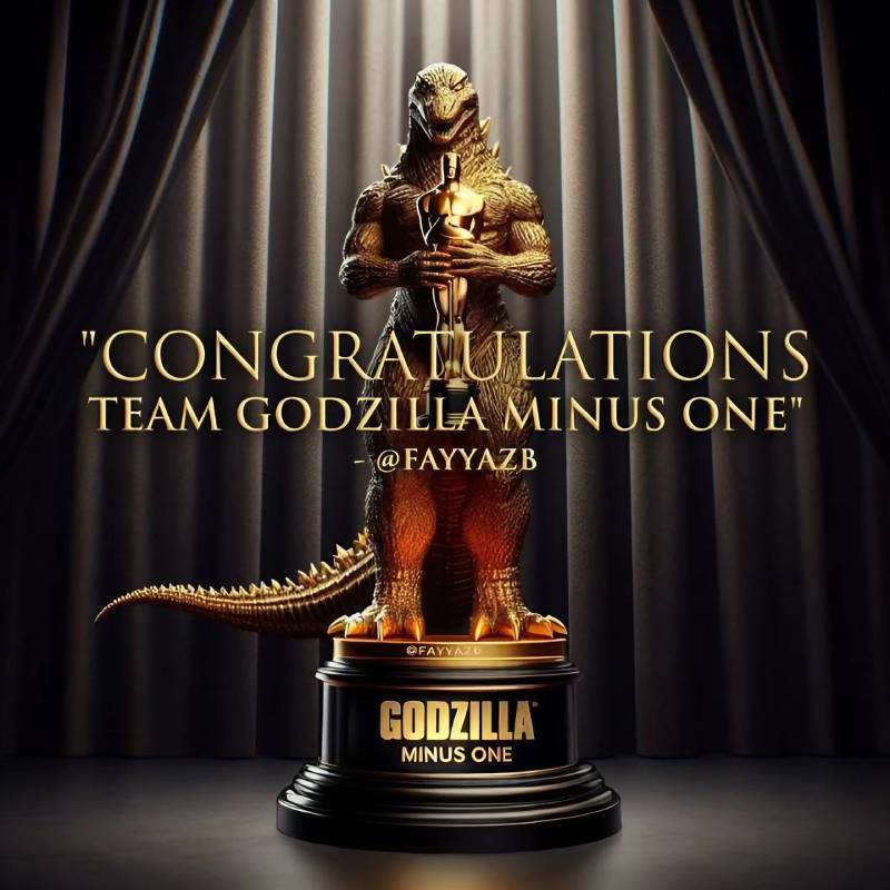 Congratulations Takashi Yamazaki & Team #GodzillaMinusOne on @TheAcademy for the BEST VFX! A legend portrayed in the best classic style for big screen!

@TohoCoLtd #TakashiYamazaki #KiyokoShibuya #MasakiTakahashi #TatsujiNojima #Oscars  #AcademyAwards #VFX #Gojira 
#OscarsDesign