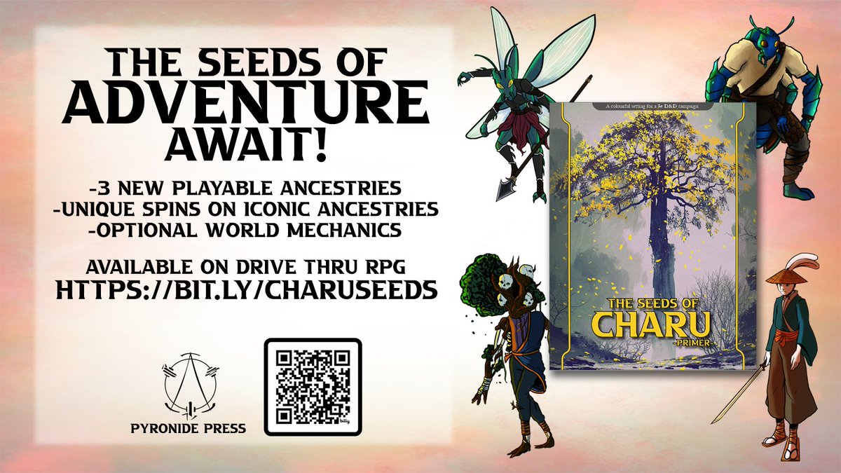 If anyone knows someone wanting to review #SeedsofCharu, let me know! Let's make it happen! <a href="/DriveThruRPG/">DriveThruRPG</a> #TTRPGs