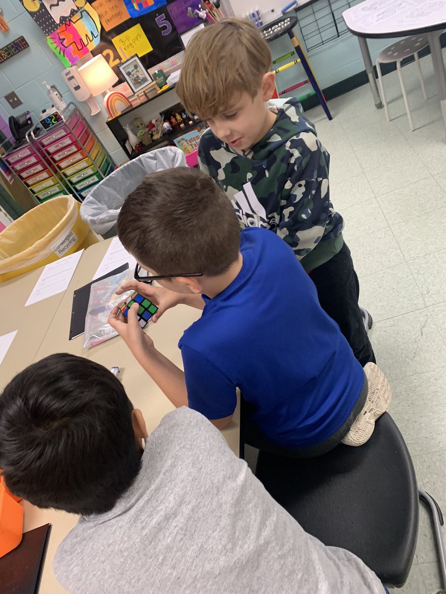 Fourth graders exploring Rubik’s Cubes before we start our new project! #ilbsd13 #leadlikeajaguar