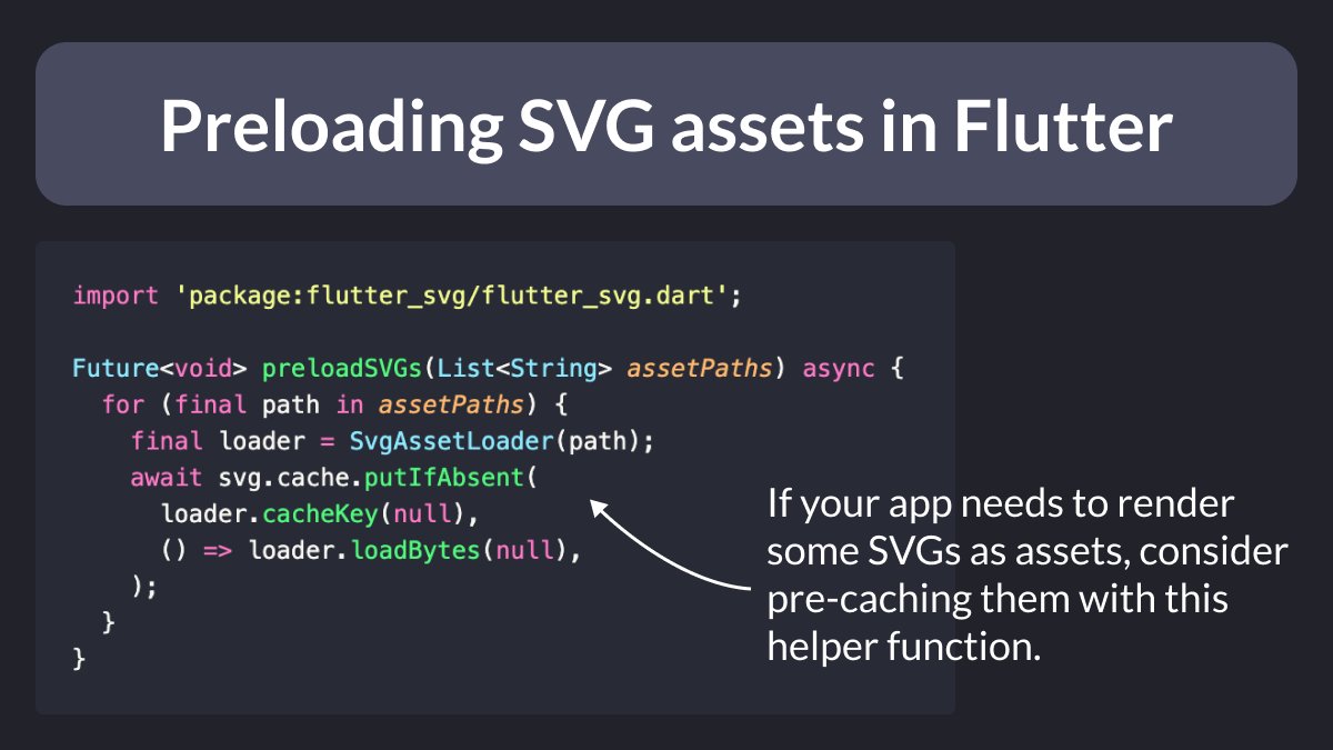 biz84's tweet image. SVGs have some advantages over regular images:
- scalable without loss of quality
- smaller and more performant (for simple shapes)
But have you noticed that when you use SVGs in your apps, they don't always appear immediately?
To fix this, consider pre-caching them: 👇