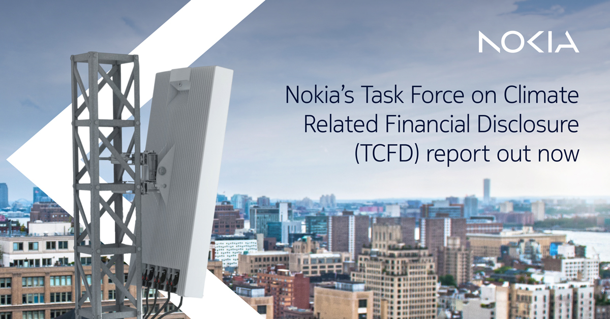 Nokia’s inaugural climate-related financial report is out now and prepared in accordance with the framework recommended by the Task Force on Climate-related Financial Disclosures (TCFD).  

The report presents the process and outcomes of our work under the disclosure