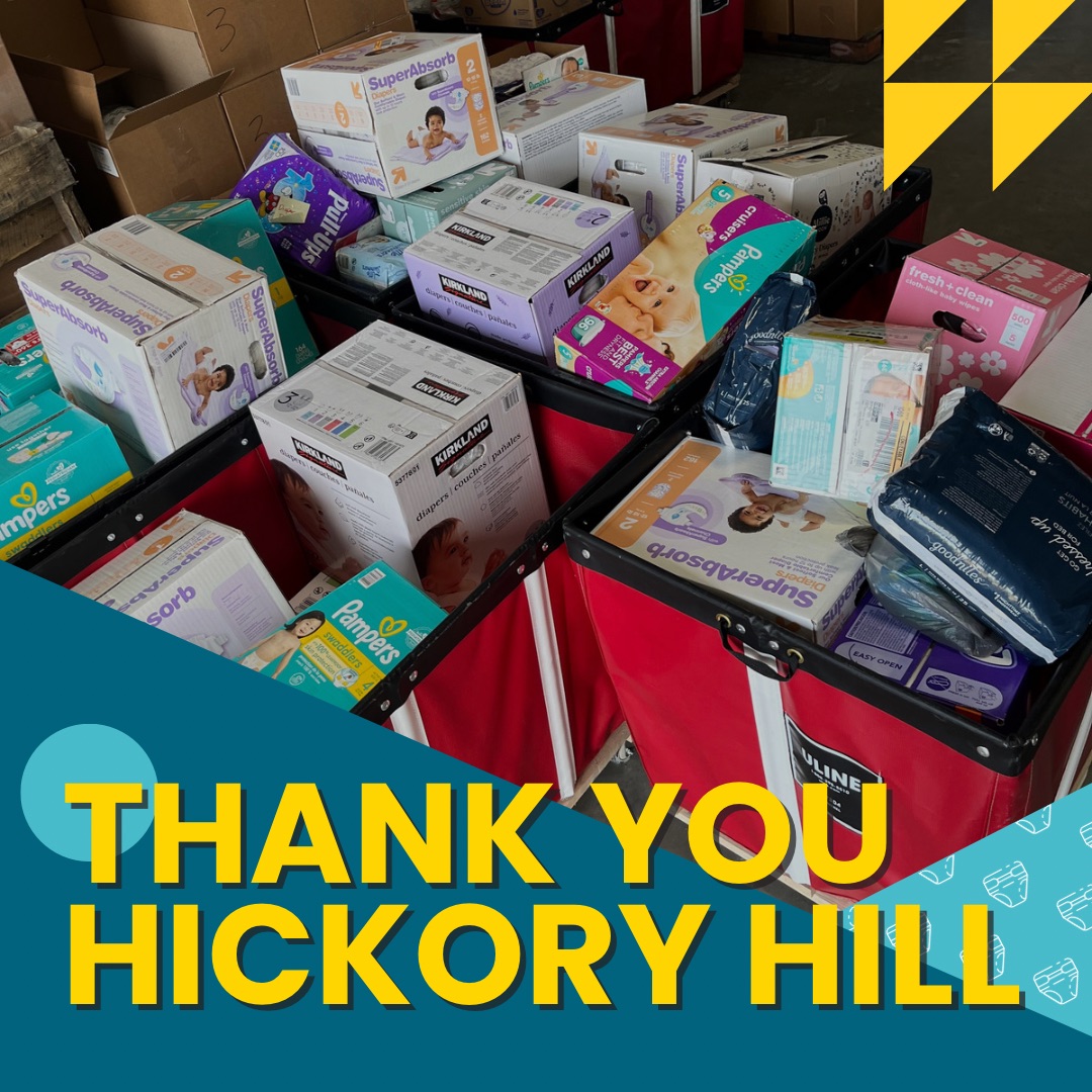 Hickory Hill Academy absolutely blew us away with their diaper collection efforts! In just one week, they raised 6,571 diapers and training pants, along with 32 packs of wipes for families in need. This is enough product to serve one of our partner agencies for an entire month!