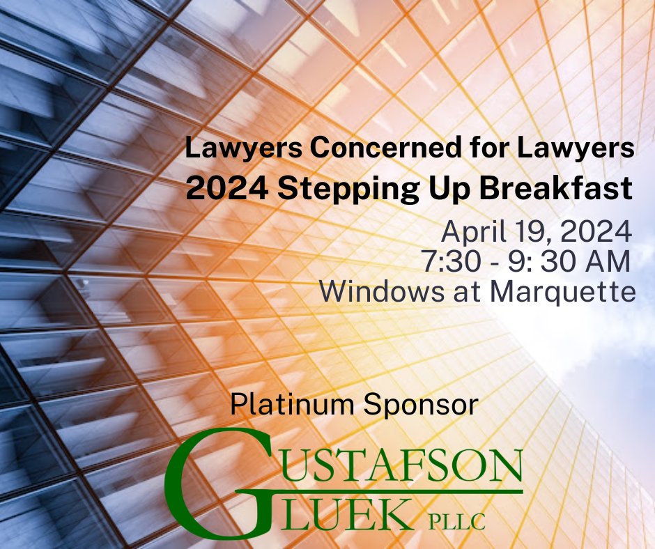 mnlcl's tweet photo. Registration is open for LCL's Stepping Up Breakfast. Put a bit of well-being in your day by joining us! https://t.co/SZmMewGPjX
Thank you @GustafsonGluek 
#SteppingUpforLCL #SteppingUpforWellbeing #lawyerwellbeing #wellbeinginlaw https://t.co/cessjSv7un