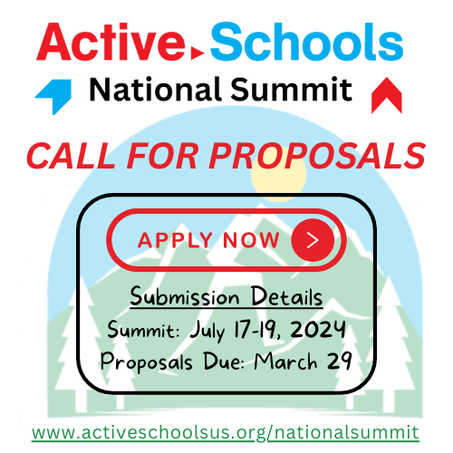 Time is running out to submit a proposal to present at the Active Schools National Summit (July 17-19). Proposals can highlight anything related to the topic of #school #physicalactivity. (RT) Link: activeschoolsus.org/nationalsummit/ #ActiveSummit24 #ActiveKidsDoBetter