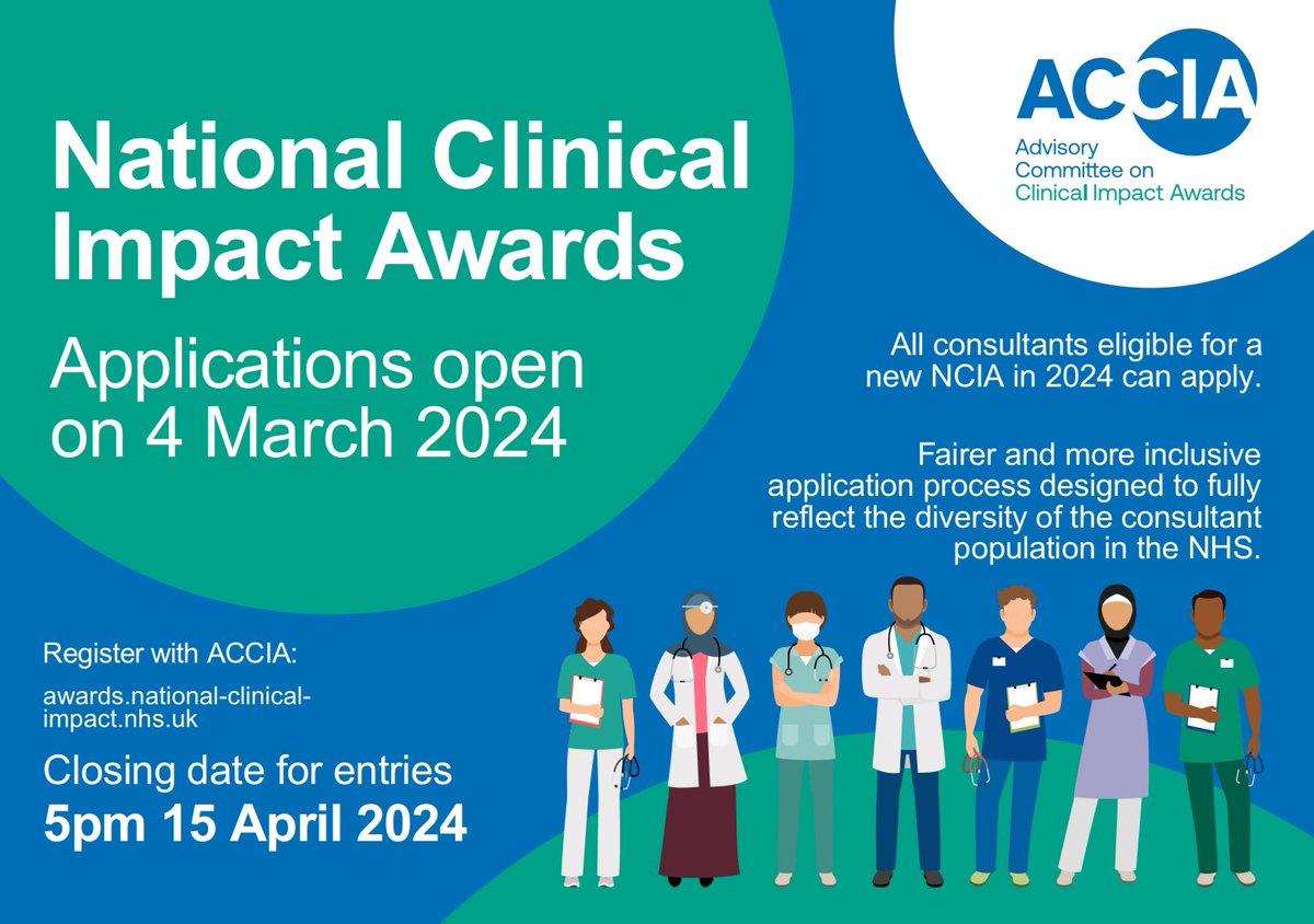 We have a great application rate for 2024 national #clinicalimpact awards after 1 week A significant (high triple digit) number in draft already Great to see enthusiasm & energy for awards Don’t delay as applications close promptly 5pm 15th Apr #NHS #retention