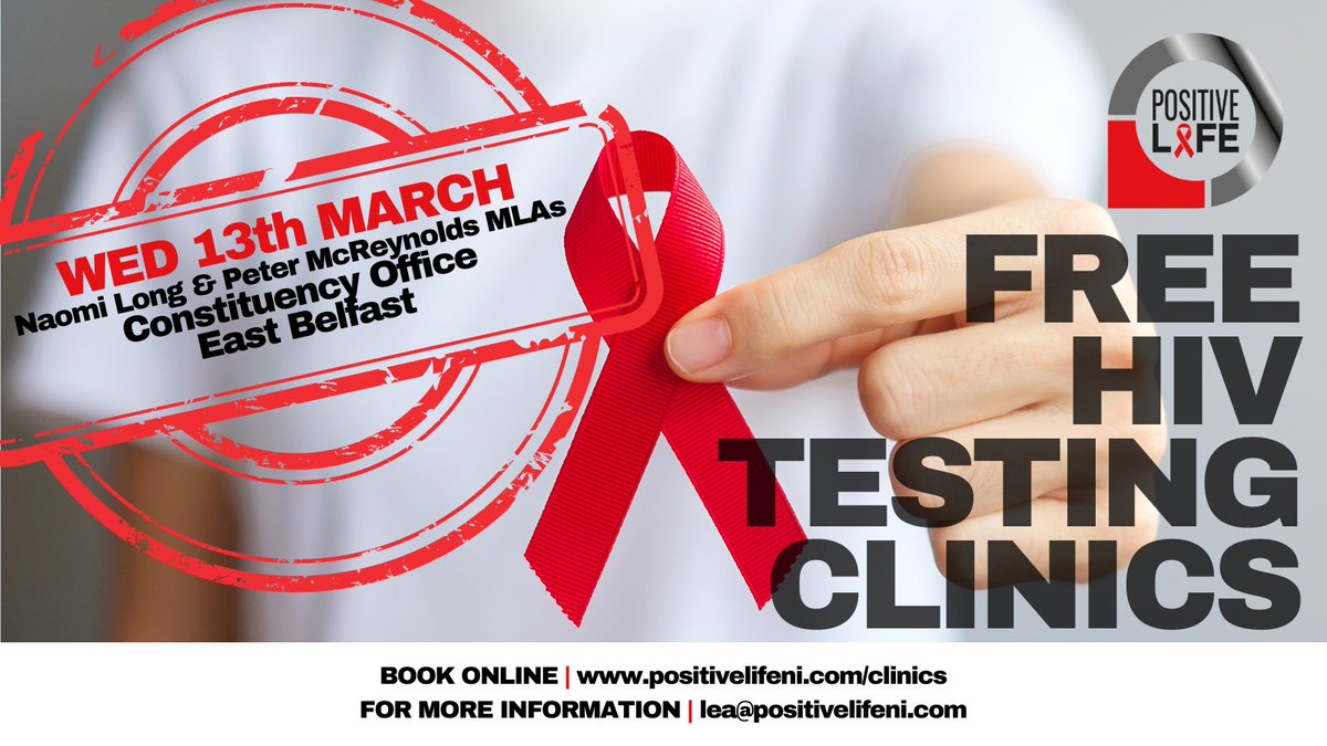 ❗️REMINDER❗️ @naomi_long and Peter McReynolds are kindly hosting a @PositiveLife_NI FREE HIV Testing Clinic tomorrow. Book Online positivelifeni.com/clinics CONFIDENTIALITY ASSURED ❤️
