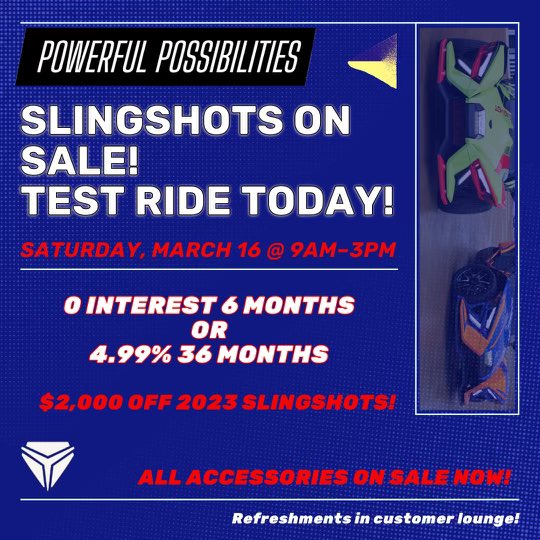 BrewerCyclesInc's tweet photo. ‼️Attention‼️ Slingshots on sale! Test ride this Saturday, March 16th 9am-3pm! 

♠️
(252) 492-8553
#brewercycles #weareworththedrive #hendersonnc #northcarolina #slingshot #polaris #slingshots #testrides https://t.co/2xGQCXhHMe