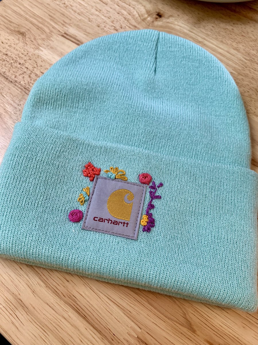 My mother-in-law just dropped off a little random present for me! She embroidered the flowers around the logo, so cute!!😭💛