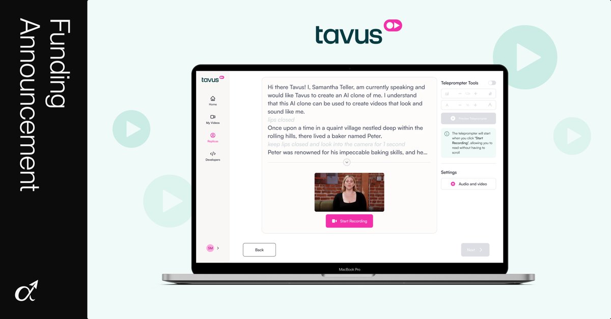 Thrilled to announce our investment in @heytavus and celebrate their Developer Platform & Phoenix public beta, which powers fully synthetic video generation using your digital replica. A huge congrats to CEO and Founder @hassaanraza97 and the Tavus team! bit.ly/3Phym0Y