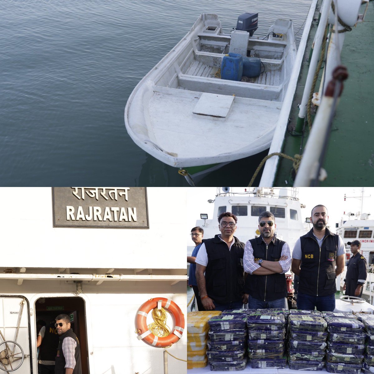 NCBs OP SAGAR-MANTHAN-2 📌 Coordinated Ops by @narcoticsbureau , @IndiaCoastGuard & Guj ATS Coord 📷62kg High Quality Meth Seized 📷6 Pakistanis arrested 📷Investigation on to bust international cartel 📷 2nd Maritime Op in 15 days @PMOIndia @HMOIndia @BhallaAjay26…