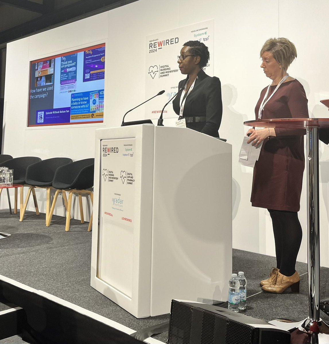 JulesGudgeon's tweet photo. REWIRED24 Hearing about the B4 10 campaign. Not just about timely booking but the long term benefits for mums and babies. @jadehicks78 explaining how data is used to identify a need and benchmark the success ❤️ https://t.co/2bwo1ZnKvw