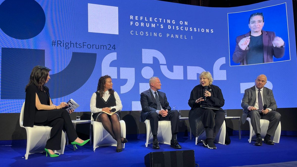 Good exchange with Alexandria Walden, @MichaelCJT and @MuizNils at the closing of #RightsForum24. The erosion of the rule of law across Europe is a worrying trend. Without full respect of it, #HumanRights cannot be protected.