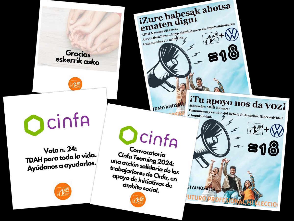 Quedan pocos días para que finalice el proyecto social de Cinfa y el de Volkswagen. Por favor, reenvía, comparte, vota. 
Cinfa - proyecto ADHI nº 24
Volkswage- proyecto ADHI nº 18
¡Muchísimas gracias!
#adhinavarra#cinfa#Volkswagen#tdahvamosalla