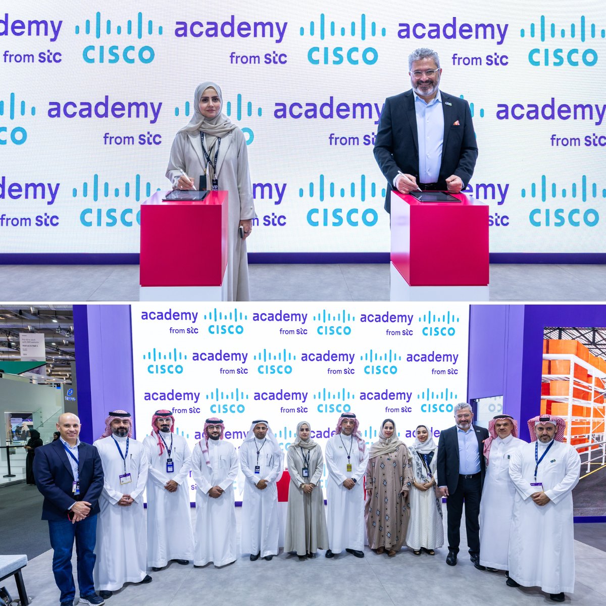 CiscoSaudia's tweet image. At #LEAP24, Cisco and academy from stc signed an MoU to explore developing new learning programs, leveraging Cisco resources and the @CiscoNetAcad platform to enhance @stc_ksa&apos;s digital expertise.

The MoU signifies ongoing synergy to expand talent development in KSA.

#CiscoLEAP