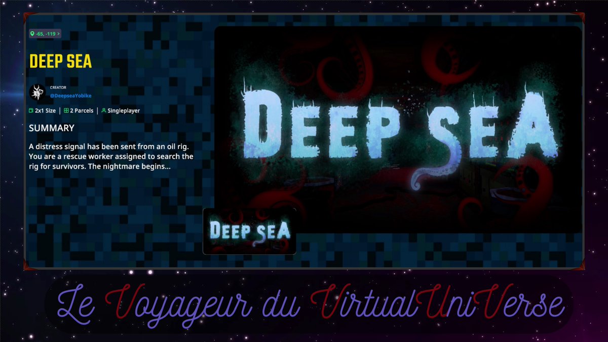 LeVoyageurduVUV's tweet photo. Bonjour à toutes et à tous, aujourd'hui présentation de la carte Deep Sea . Bon visionnage à tous.

Format 4k : https://t.co/ad0Nu2x6c3
Format SHORTS : https://t.co/jUd2kgpJ6W

@TheSandboxGame @TeamYobike #SandFam #Sandbox #Web3 https://t.co/BVcIdHAgS3