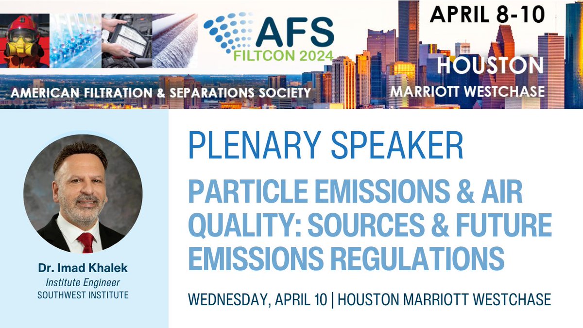 #FiltCon24 registration rates increase Friday - register today! filtcon.joynconference.com/v2/ <a href="/SwRI/">Southwest Research Institute</a>