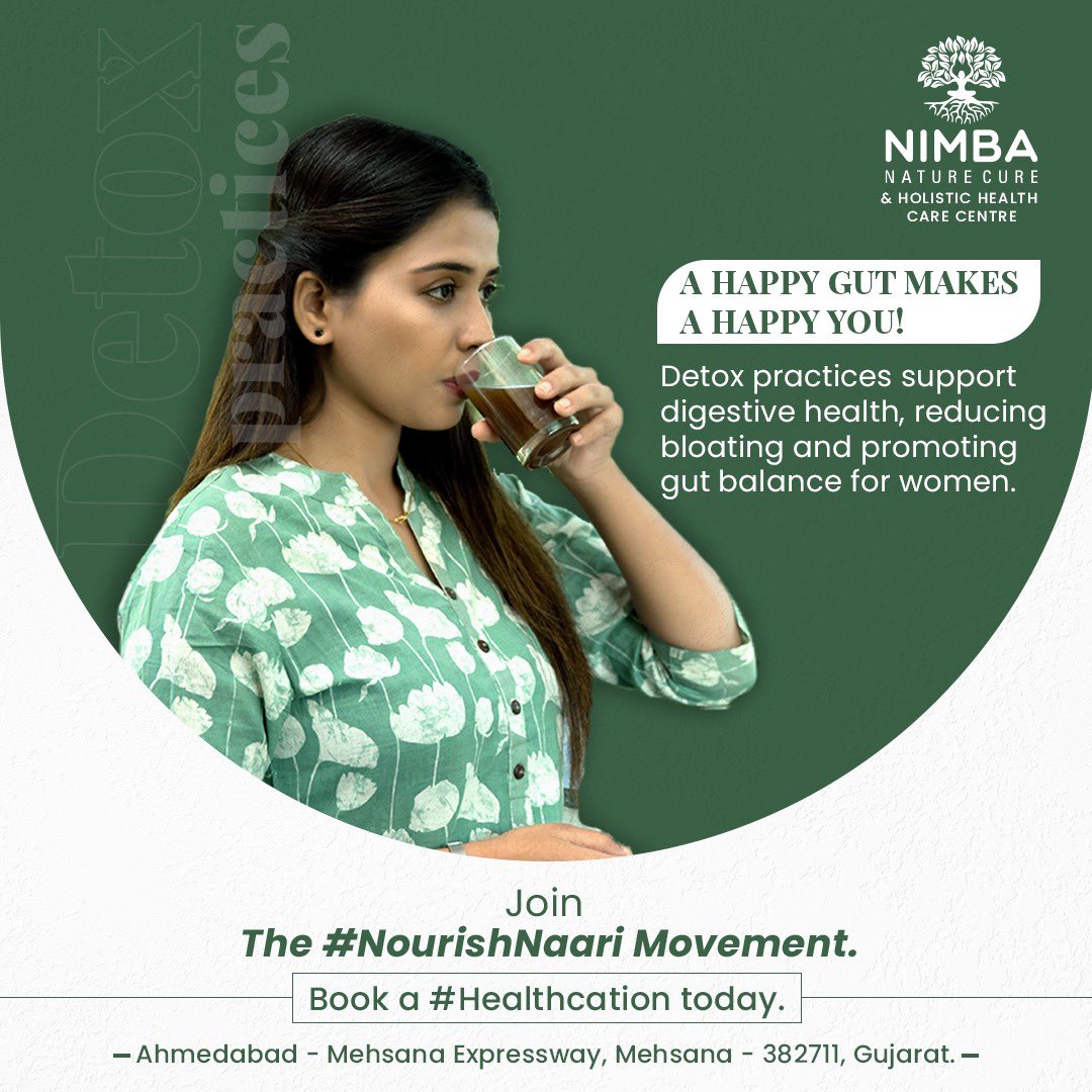 NimbaNatureCure's tweet photo. Unlock the secret to digestive wellness by indulging in detox practices that strengthen gut health. Join the #NourishNaari movement, book your #Healthcation today via +91 83473 13333 or visit https://t.co/BgidCMlcL0.
#nimba #nimbacure #naturecare #healthymind #healthybody #Heal https://t.co/X70BQEFOxZ