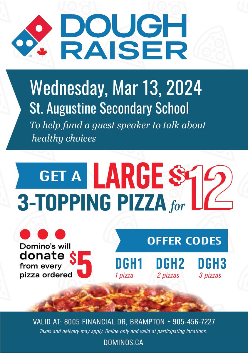 AnnaDee321's tweet photo. Support @StAugSS and skip making dinner on Wednesday March 13th. Place your online order using the codes provided below at the 8005 Financial Dr. location 🍕 🍕🍕 https://t.co/vAUsW0nmsm