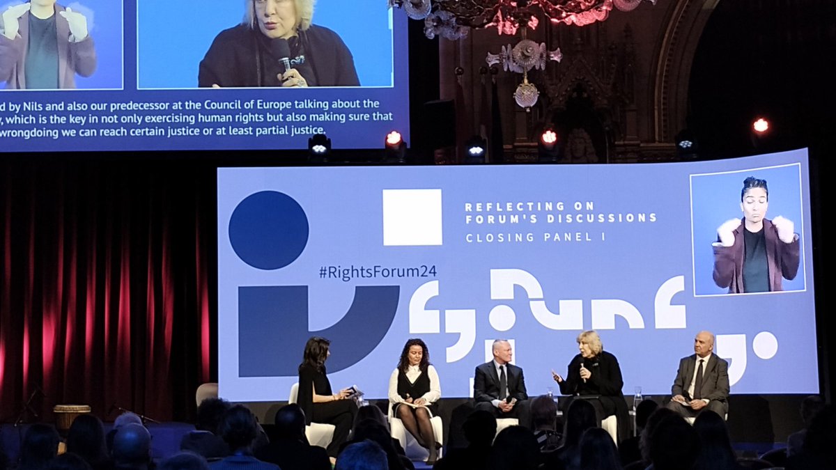 As we move towards the end of @EURightsAgency's #RightsForum24, Dunja Mijatovic - @CommissionerHR of Council of Europe - sets out her powerful wish for the near future. We must 'ensure all obligations for decent and dignified lives are at the forefront of all political agendas.'