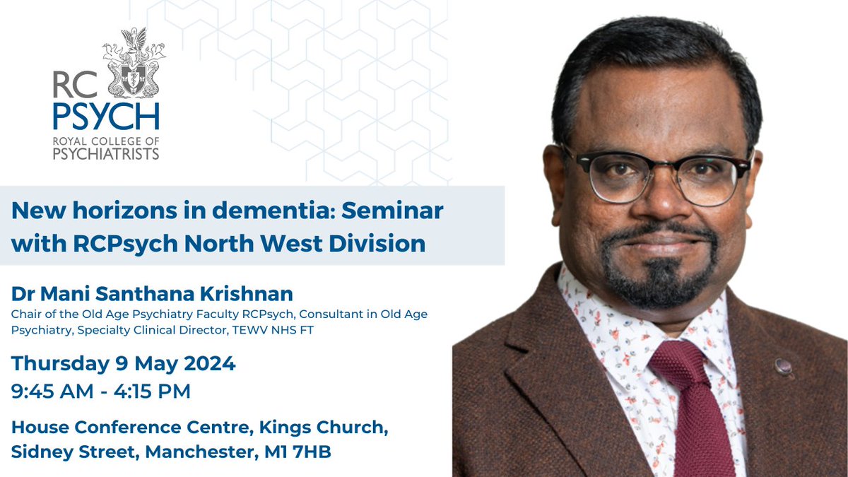 What are the national priorities for dementia and what do we need to do? Join us in Manchester this May where Dr Mani Santhana Krishnan will share more on this subject. More info & bookings➡️bit.ly/49YP50M @DeliriumKrish @rcpsychOldAge
