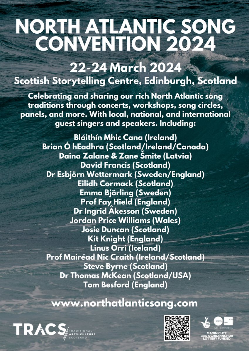 The North Atlantic Song Convention takes place 22–24 March, at the Scottish Storytelling Centre, Edinburgh. The convention hosts talks, workshops, panels, song circles, concerts, and more! northatlanticsong.com