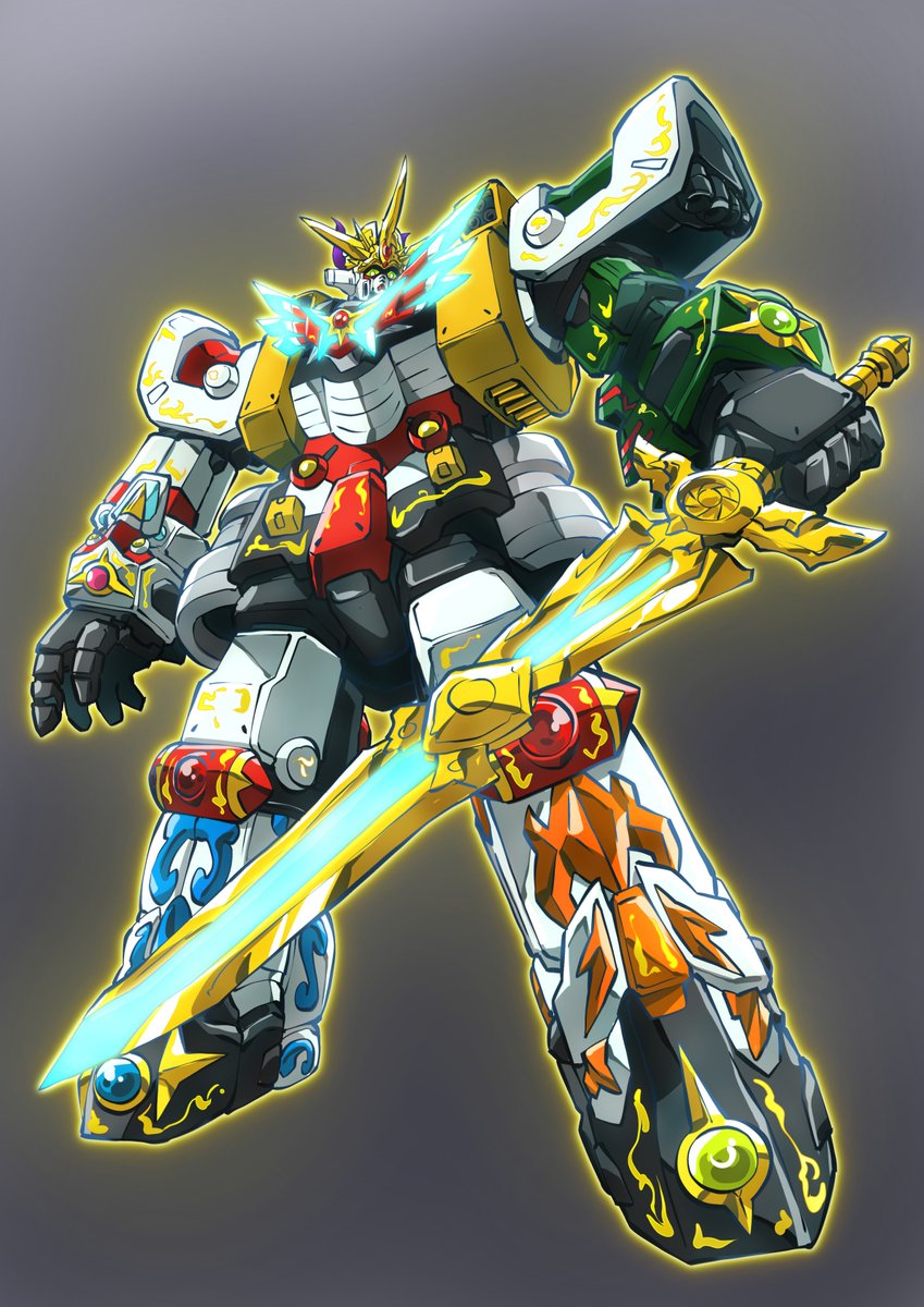 mecha robot no humans clenched hands super robot yellow eyes crossover  illustration images