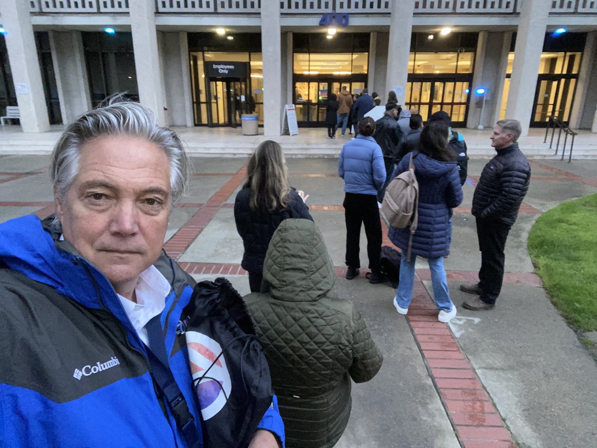 dannoyes's tweet photo. 7:22am and there’s already a line at San Mateo County Superior Court for the Scott Peterson hearing on a motion for a new trial in the murder of his wife, Laci, and their unborn son, Connor. Of course, could be people with other court business, but several media in line. I’m told that we shouldn’t expect much in terms of headlines; it’s mainly setting schedule and rules on how the proceedings will go. Neither side says they’ll talk to the media after, but that could change.