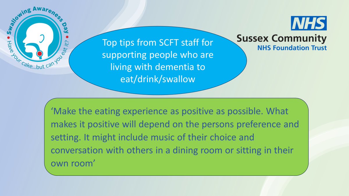 Many staff @nhs_scft identified how important it is for mealtimes to be enjoyable for people living with dementia. @SCFT_Dementia @RCSLT @theRCN #SwallowAware2024 #NutritionAndHydrationWeek