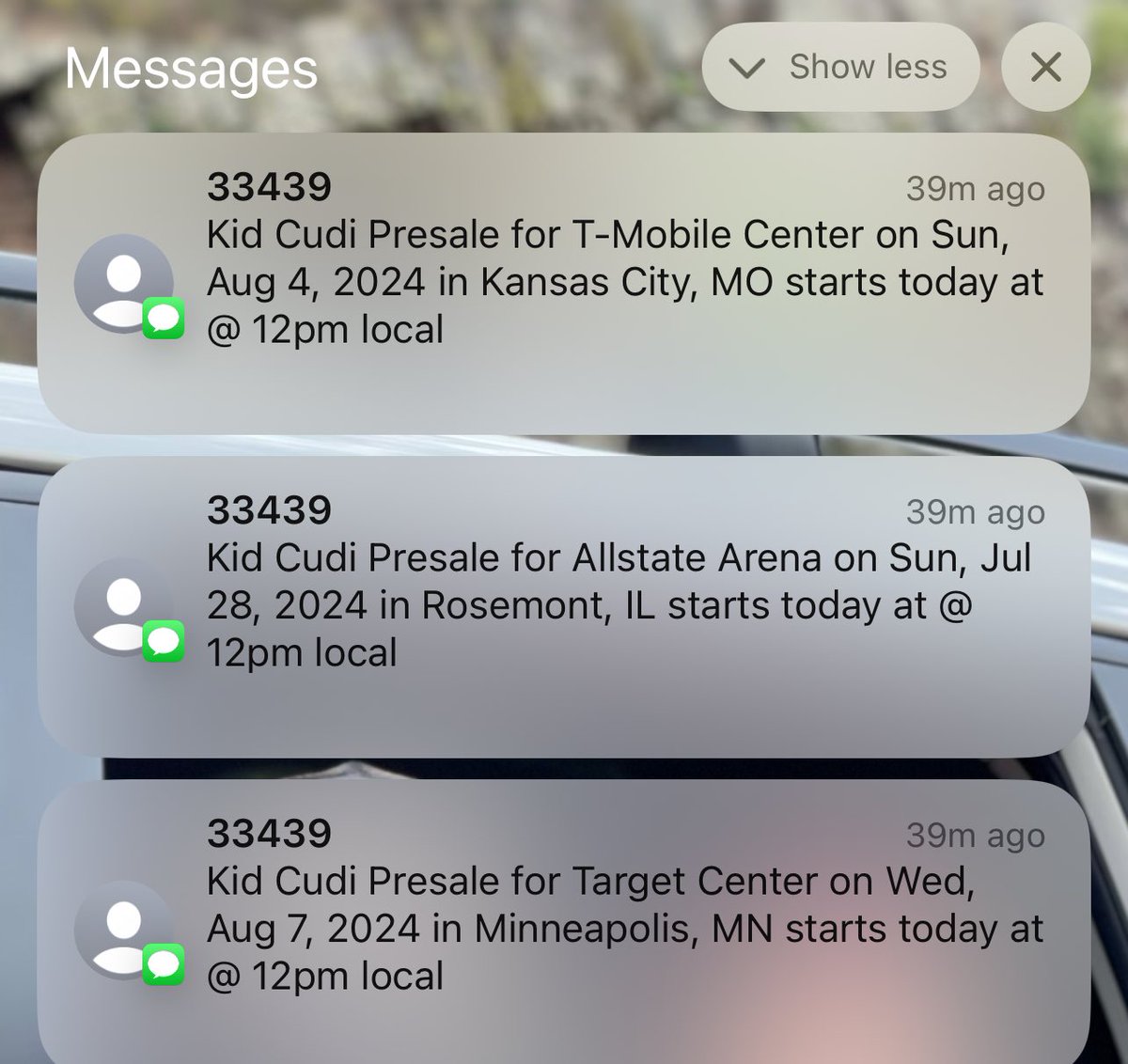 Thought I forgot to register for @KiDCuDi presale. Just got these messages 🙏 #insano #insanoworldtour #kidcudi 

Now I have to decide which city. Rosemont IS my birthday weekend… 😎