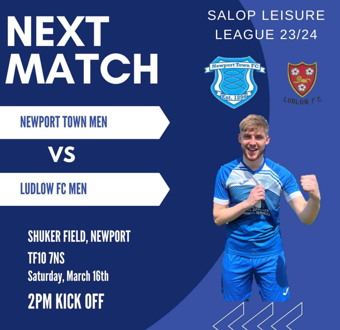 On Saturday we are hosting top of the league Ludlow FC at Shuker🐟 We will be looking to continue our good run of form against very tough opposition👏🏼💙 Come down and support the lads 🫡 #threefishes #upthetown