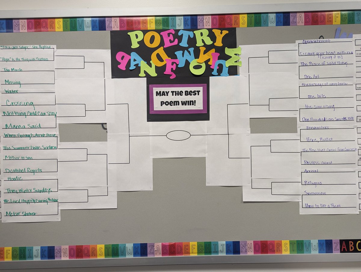 It's on! 7th gr students are voting on favorite poems while analyzing figurative language and performing selected poems readers' theatre-style @NMS_Mustangs #proud2bmps @TimRasinski1 #poetrypandemonium