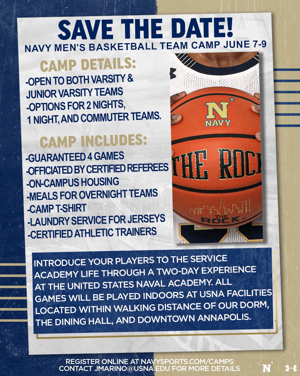 🚨Mark your calendars for our 2024 Summer Camps🚨 We will host day camps for boys and girls as well as a boys high school team camp! 🔗 in bio #GoNavy