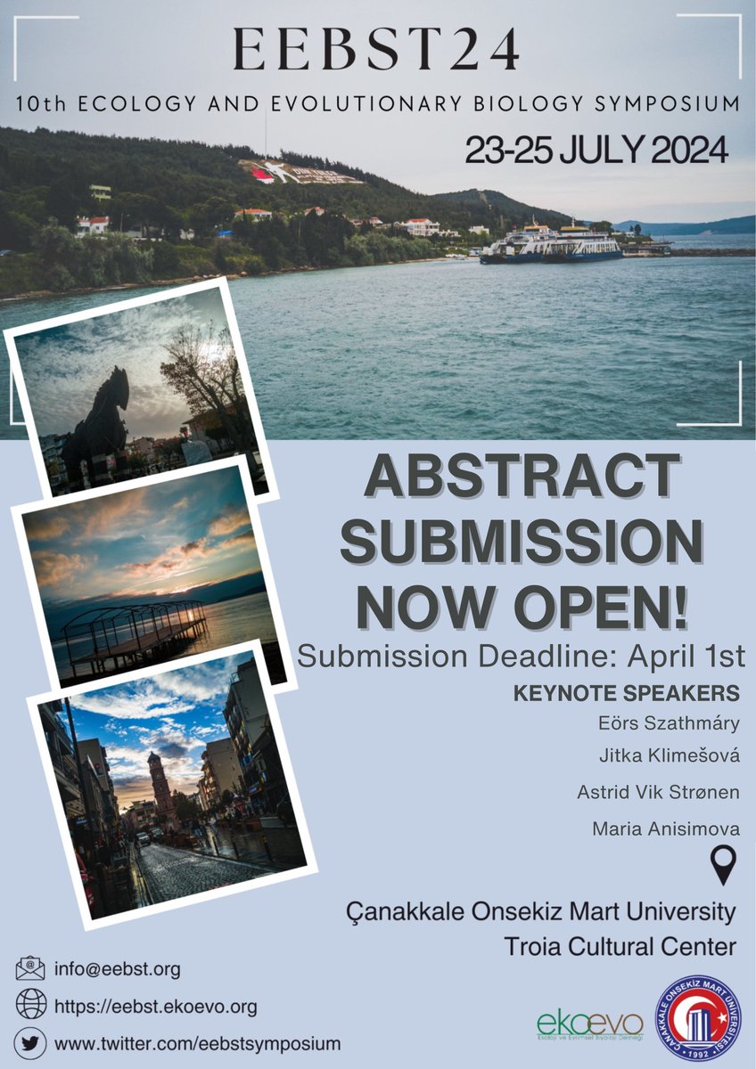 Exciting News! Abstract submission for #EEBST2024 is now open! Share your research with us - the deadline is April 1st! Submit your abstract here: conf.ekoevo.org/openconf.php #CallForAbstracts