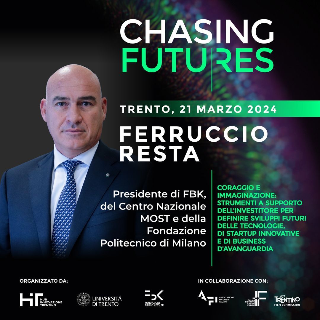 Il 20-21 marzo a Trento @HIT_trentino, @UniTrento e FBK organizzano 'Chasing Futures – Esplorazioni tra Foresight e Science Fiction'. Per FBK saranno presenti Ferruccio Resta e Paolo Traverso. 👉 Programma bit.ly/48TGR9k 👉 Iscriviti bit.ly/3IurAB8