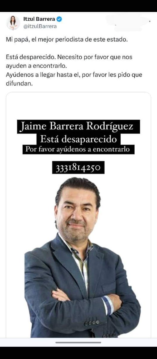clausmercadoa's tweet photo. Urge compartir, debe aparecer bien y sano.. #amloComplice #amloCorrupto https://t.co/DzR7GksepB