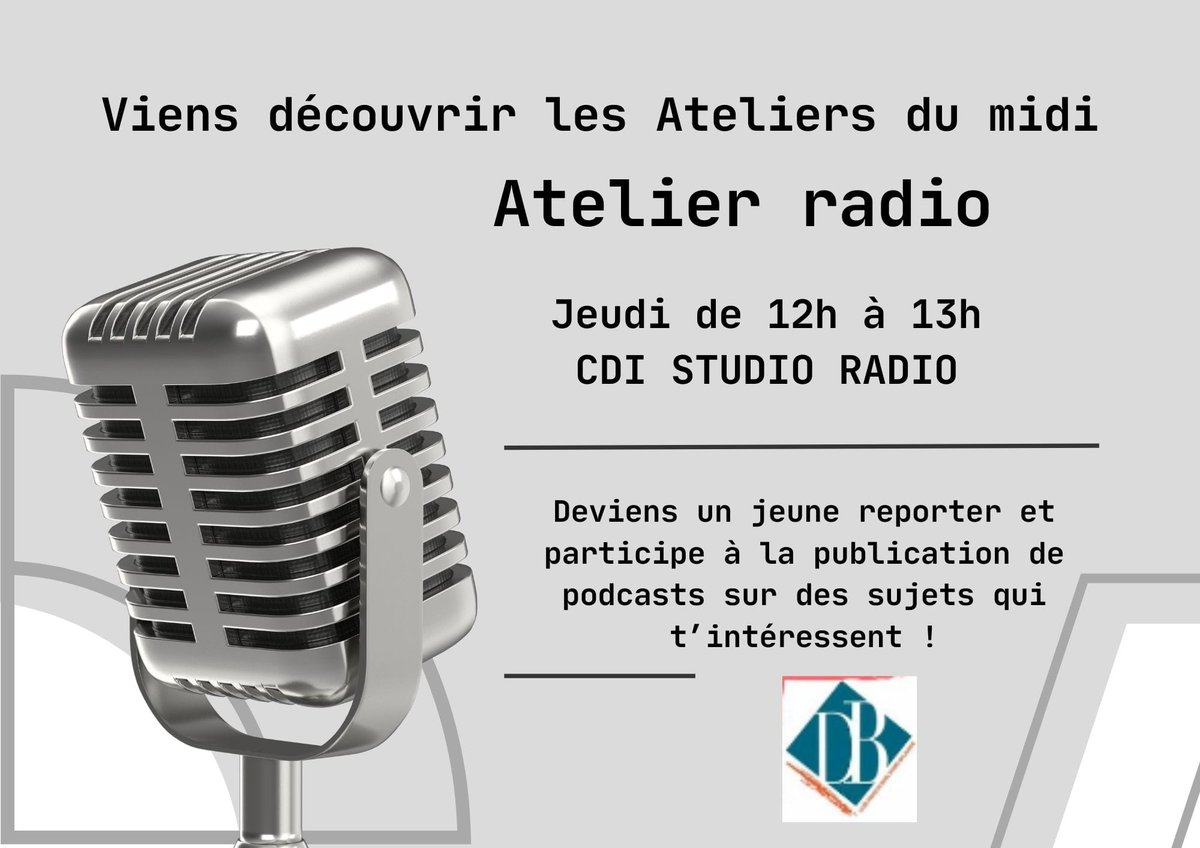 Le lycée Daniel Balavoine se lance dans de nouveaux ateliers sur le temps de la pause méridienne, nous vous attendons nombreux 😊