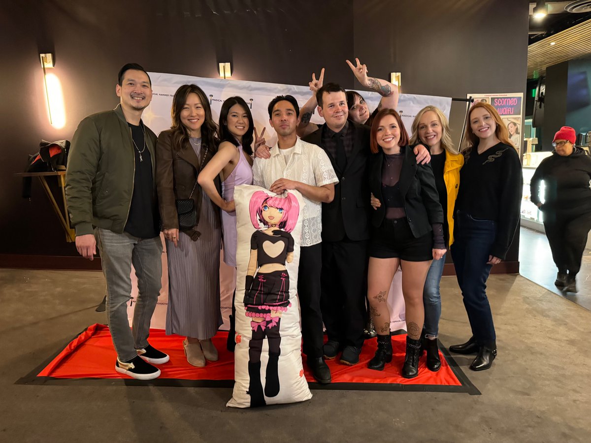 Magical__Hammer's tweet photo. The Cast of Scorned Waifu at the cast and crew screening. This cast was a blast to work with. It was a great showing and an epic way to celebrate a birthday. #ScornedWaifu #IndieFilm #Castandcrewscreening #Bodypillow #anime #animegirl https://t.co/AmWRki81kp