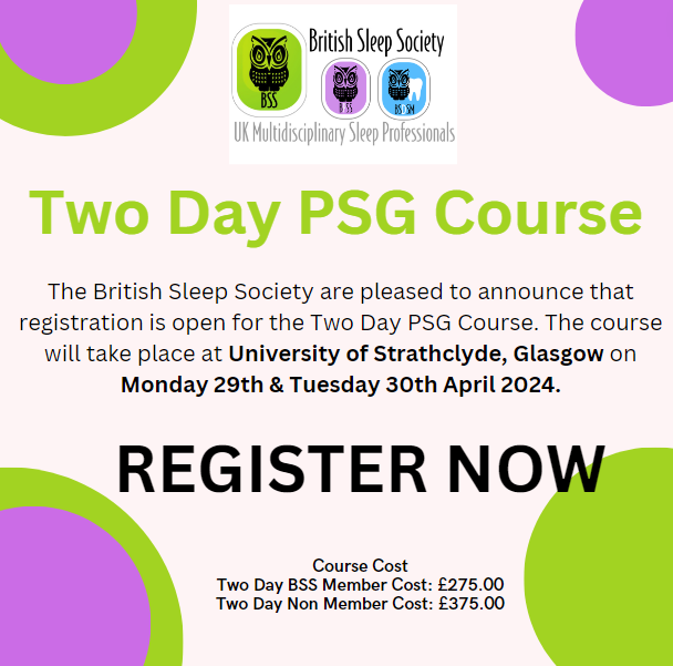 Registration for the Two Day PSG Course is now open! To view the programme and register please visit: sleepsociety.org.uk/two-day-psg-co… #polysomnography #sleepmedicine