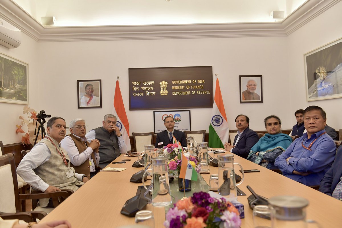 cbic_india's tweet photo. Revenue Secretary Sh. Sanjay Malhotra virtually laid the foundation stone for “New GST Bhavan and Residential Quarters, Hyderabad” today in presence of Members of the Board, DG, DGHRD(I&amp;W/EMC), Chief Commissioner @cgstcushyd and officers of CBIC and the zone. https://t.co/VyGtIc4UPv