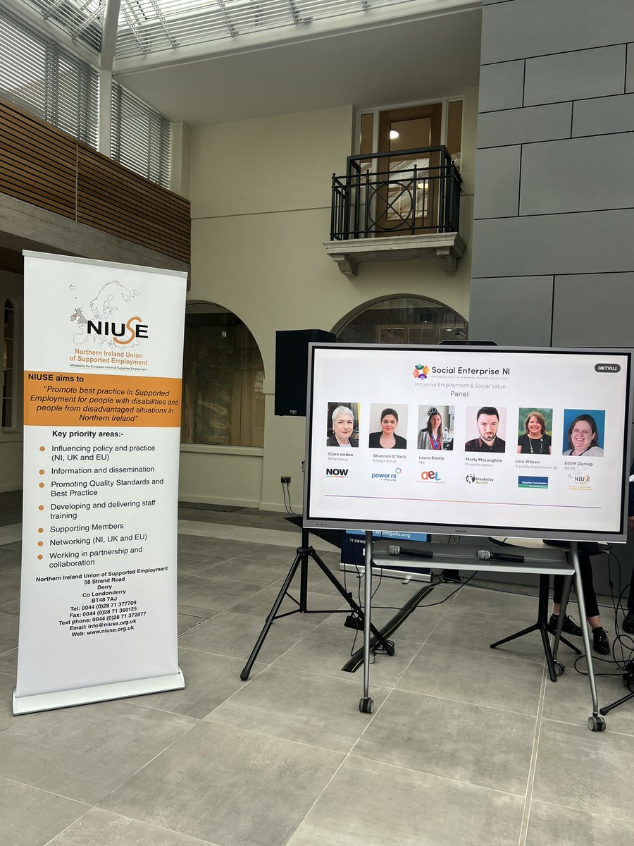 socentni's tweet photo. Next up we have our Inclusive Employment – Panel Discussion 🎤

Featuring The NOW Group, AEL, Disability Action, Equality Commission for NI, NIUSE. 

@NOW_Group @AccessEmployme1 @disabilityni @EqualityCommNI @niuse_tweets @EnergiaEnergy  

#InclusiveEmployment #NorthernIreland https://t.co/i07DEf6BEz