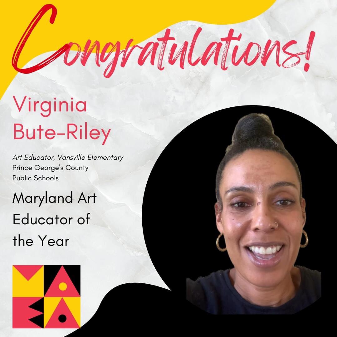 Congratulations to our very own Ms. Bute- Riley on being Maryland’s Art Educator of the Year. You are truly deserving of this prestigious honor. #vansville #roar #WeAreWildcats @Area1PGCPS @TaskerAva @KasandraLassit4