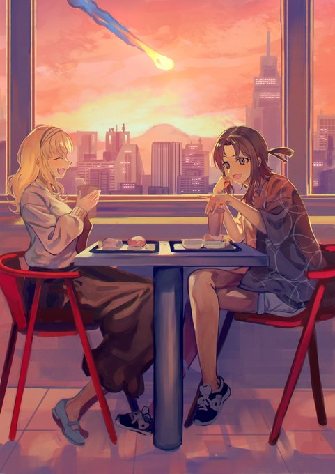 「orange sky sitting」 illustration images(Latest)