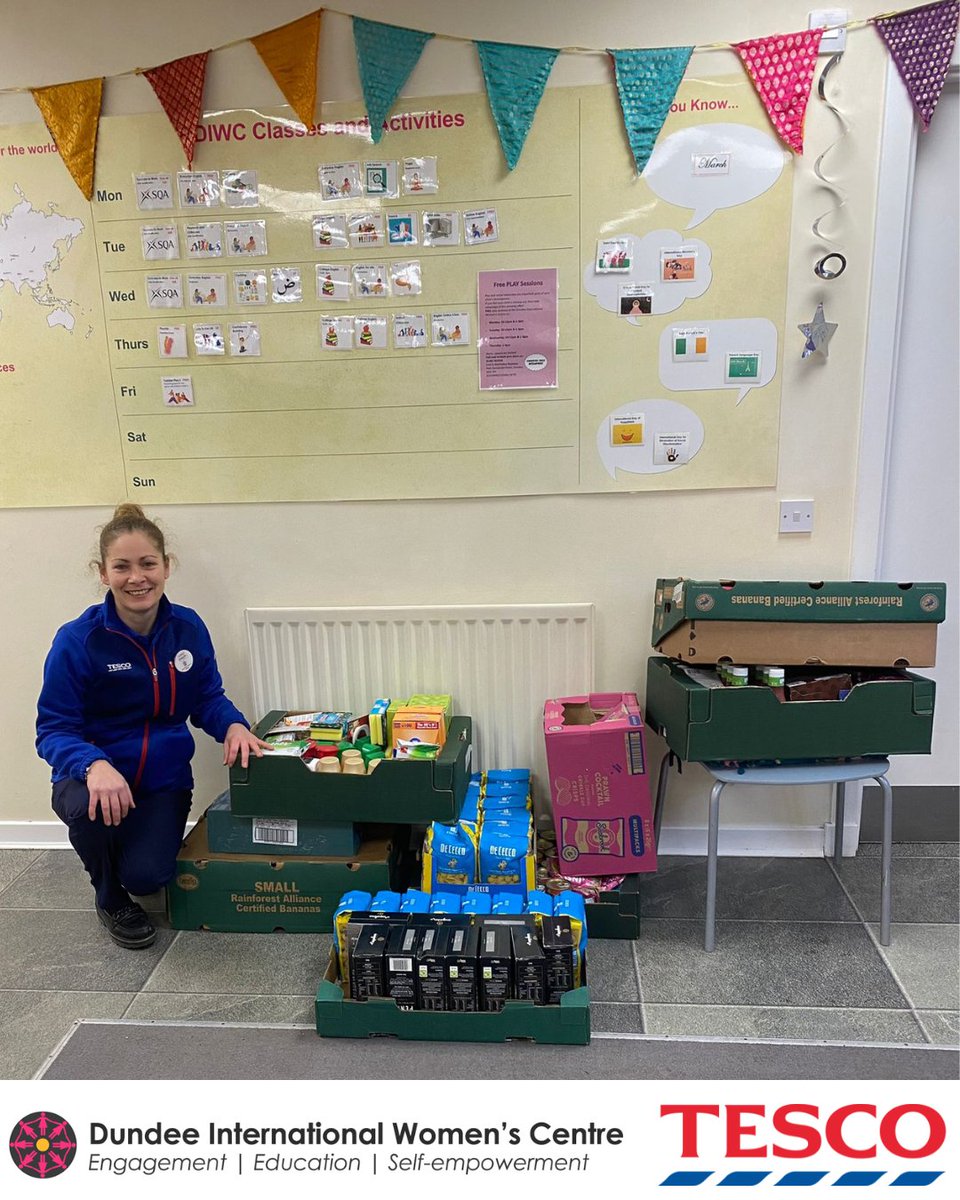 Thank you so much to Steph from @Riverside_Tesco for this donation of food, and cleaning and household items. This will allow us to continue providing lunch clubs, cooking classes, and support the general running of the centre!