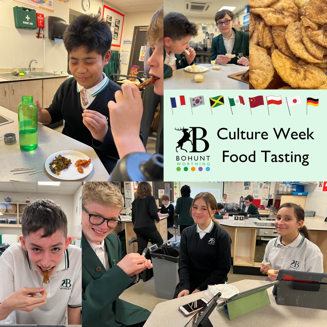 BohuntWorthing's tweet image. As part of Culture Week, Mr Collin hosted a Food Tasting event! Food samples from 10 different cultures were tried some were super yummy others super crunchie! 🦗 #enjoyrespectachieve @bswhead #bswcultureweek #cultureweek