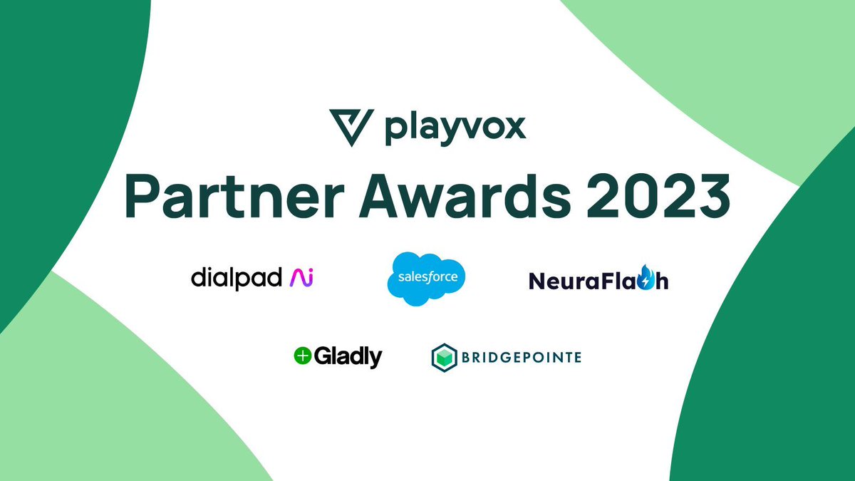 We recently announced our annual Partner of the Year Awards! @salesforce, @dialpad, @gladly, @neuraflash, and @bridgepointetec, were recognized for leadership, commitment to customer support, and partnership with Playvox and their customers. Read more buff.ly/439W4SD