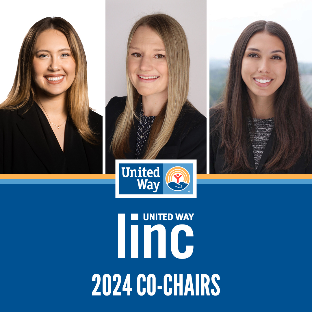 Welcome our 2024 LINC Co-Chairs! Jaquilynn Huff, Familia Dental, Emily Kneiser, Deloitte LLP, and Kaila Mitchell, Froedtert Health. Learn more about LINC at: unitedwaygmwc.org/LINC